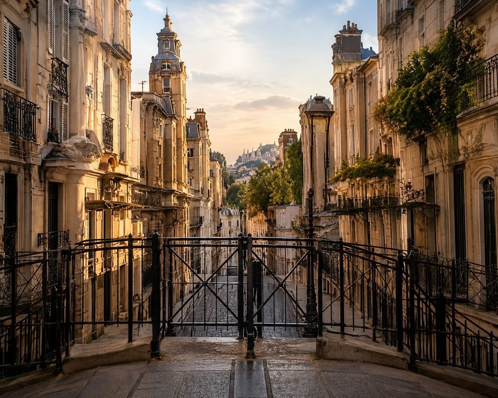 Fachada de hotel elegante em Paris